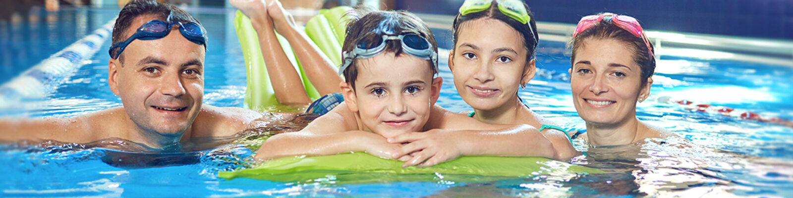 summer membership family in pool